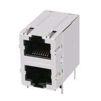 RJ45 PCB Jack 2x1 Dual Port Connector JS212101DPB7