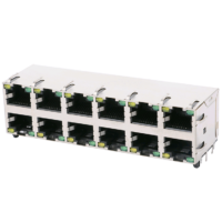 RJ45 2X6 Shielded Modular Jack with LED J26WD14A6NP02(Cross out PULSE JX0B-5696ZNL-D)