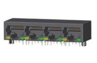 Modular Jack RJ45 1x4 port, Unshielded, W/ LEDs JD14-7588NX