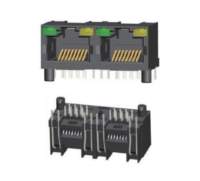 Modular Jack RJ45 1x2 port, Tab Up, Unshielded, W/ LEDs JU12-8188DNX