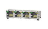 Modular Jack RJ45 1x4 port, Tab Up, Shielded, W/ LEDs, W/EMI JU14-8188DSX