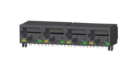 Modular Jack RJ45 1x4 port, Tab Down, Unshielded, W/ LEDs, JD14-8188ENX