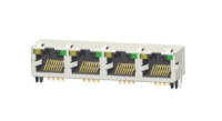 Modular Jack RJ45 1x4 port, Tab Up, Shielded, W/ LEDs, W/EMI JU14-8188SX