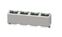 Modular Jack RJ45 1x4 port, Vertical, Shielded, W/ LEDs, JV14-8188TX
