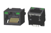 Modular Jack RJ45 1x1 port, Vertical, Unshielded, W/ LEDs, JV11-8188TNXKA