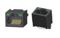 Modular Jack RJ45 1x1 port, Vertical, Unshielded, W/ LEDs, JV11-8188TNX