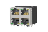 Modular Jack RJ45 2x2 port, Half Shielded, W/ LEDs, JS22-8188YX