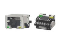 Modular Jack RJ45 1x1 port offset, Tab Down, Shielded, W/LEDs, JD11-8788K8X