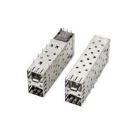 Optical Fiber Connector Stacked 2*1 port SFP Cage with CONN with outer Light Pipes SC213
