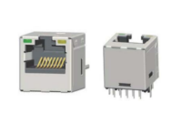 مقبس مغناطيسي معياري RJ45 1X1 عمودي ، محمي ، W / LEDs ، J11VX-8188PCX