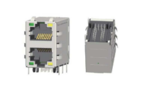 Magnetic Modular Jack RJ45 Stacked 2X1, Shielded, W/ LEDs, W/EMI J11UX-7388SX