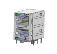 Magnetic Modular Jack RJ45 2*1 Port, Shielded, W/ LEDs, J21UG-910X