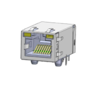 Magnetic Modular Jack RJ45 Tab Up, 1X1 Port, Shielded, W/LEDs, J11HG-913X03X