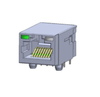 Magnetic Modular Jack RJ45 Tab Up, 1X1 Port, Unshielded, W/ LEDs, J11HG-913X02