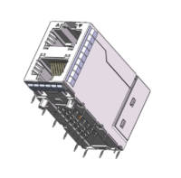 Magnetic Modular Jack RJ45 2*1 Port, 10G Base-T, Shielded, W/ Light Pipes J21WE-91CX