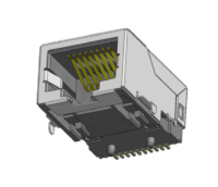 Magnetic Modular Jack RJ45 1*1 Port, Tab Down, 10/100/1000 Base-T, Shielded, Offset, W/O LEDs J11SG-91HX