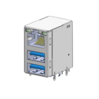 Magnetic Modular Jack RJ45+ Stacked USB 3.0, Shielded, W/LEDs, J11TG-925X03