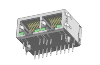 RJ45 Connector 100 Mbps Filter 10P8C Shielded, Through hole, with LED J12GH1143DPF1 (Replacement of J8064D628ANL-PULSE )
