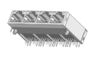 Magnetic Modular Jack RJ45 1*4 Port, Tab Up, 10G Base-T, Shielded, W/ LEDs J14JT-9T6X