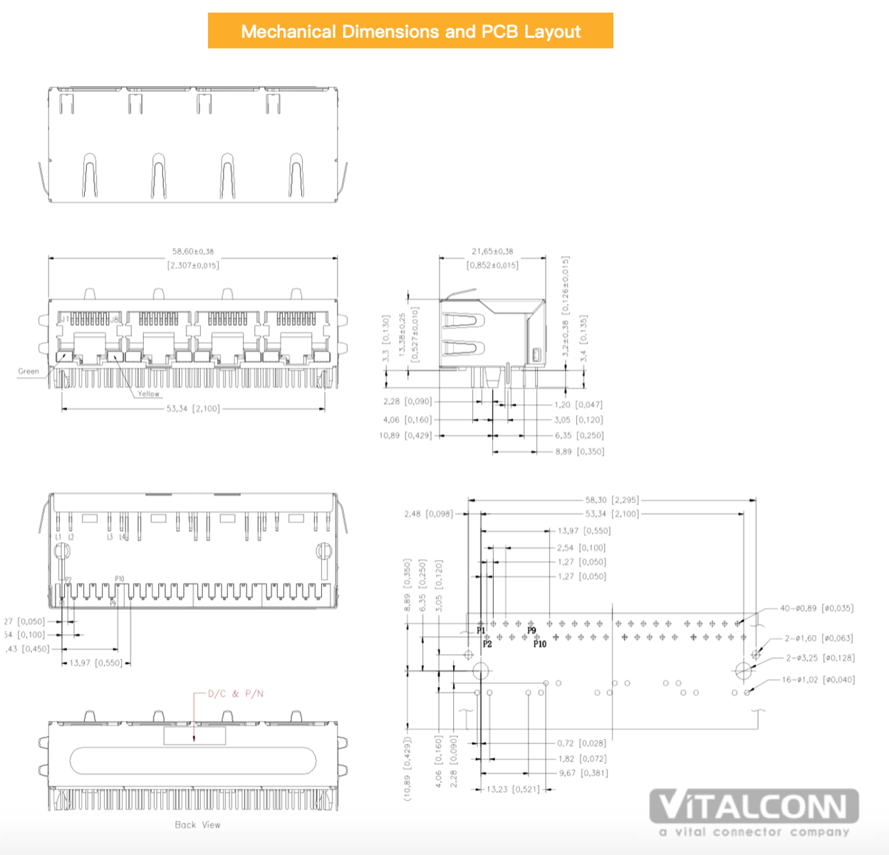 ICM RJ45 1x4 drawing