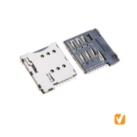 Micro SIM CARD Socket, H=1.35, LCP Black, Terminal C5191 Stainless Steel Shield