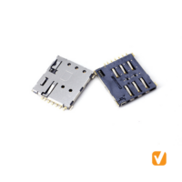 Nano Sim Card Socket Connector, PUSH H=1.37, LCP Black, Terminal C5210, Stainless Steel Shield
