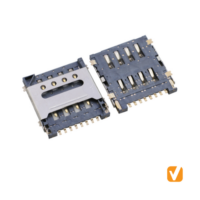 Micro SIM CARD Socket, H=1.5, LCP Black, Terminal C5191 Stainless Steel Shield