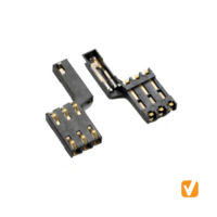 Smart Card Socket Connector, H=2.5, LCP Black, Terminal C5210, Stainless Steel Shield