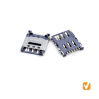 Nano Sim Card Socket Connector, PUSH H=1.4, LCP Black, Terminal C5210, Stainless Steel Shield
