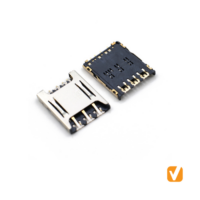 Nano Sim Card Socket Connector, H=1.4, LCP Black, Terminal C5210, Stainless Steel Shield
