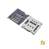 Nano Sim Card Socket Connector, H=1.5, LCP Black, Terminal C5210, Stainless Steel Shield