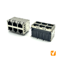 Magnetic Modular Jack RJ45 2*3 Port, 10/100/1000 BASE-T, Shielded, W/ LEDs, J23WG1186DLB6