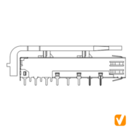 SFP Cage 1X1 Port, W/O Heat Sink, W/T Light Pipe, Soldering Tail, PN#S1N3100906NA4