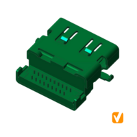 HDMI Type A Receptacle 19P Reverse Offset DIP H1.28 MPN#HMA2010342E1
