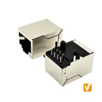 Modular Jack RJ45 1X1 port, Tab Down, Shielded, JD112101NPF1