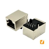 Magnetic Modular Jack RJ45 Tab Up, 1X1 Port, Shielded, W/OLEDs, 1000 Base-T, PoE+ J11EB2001NPF1T