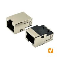 Magnetic Modular Jack RJ45 Low Profile, Tab Up, 1X1 Port, Shielded, W/OLEDs, 1000 Base-T, Offset SMT J11SG4003NLF1T