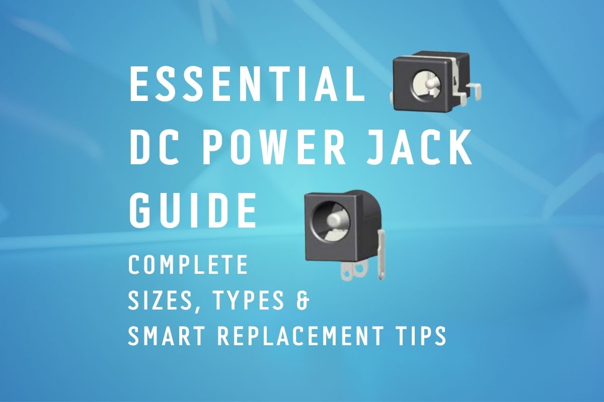 DC power jack connector with 2.1mm inner diameter and PCB mount pins for electronic device power input