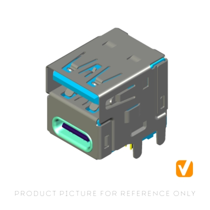 USB A 3.0 USB Type-C 24-Pin Combo Receptacle